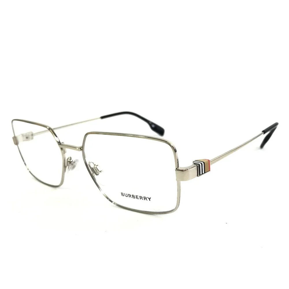 Burberry Eyeglasses Frames B1380 1005 Silver Geometric Wire Rim 56-18-145